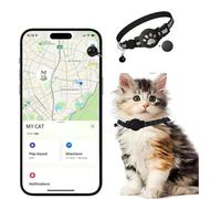 Collier de suivi pour chat - Localisation GPS en temps réel, imperméable et durable pour chats d'extérieur, alerte intelligente anti-perte avec application pour smartphone (localisateur noir