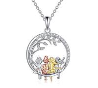 Collier de sœurs "Always My Sister Forever My Friend" 925 argent sterling pendentif amour infini en forme de cœur bijoux, medium, Argent sterling, Zircone cubique