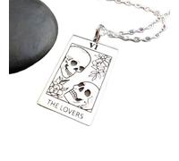 Collier de tarot en argent sterling 925, pendentif avec têtes de mort et roses, esprit de séance, divination, mysticisme, harmonie spirituelle d'Halloween | avec chaîne de 45 cm | plaqué argent |