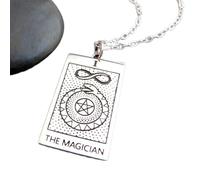 Collier de tarot magicien en argent sterling 925, changement d'action, étoile infinie, Ouroboros, esprit, voyance d'Halloween, mysticisme spirituel | avec chaîne de 45 cm | plaqué argent | L_PN_0398