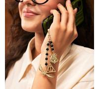 Collier de téléphone perlé noir et or fait main, convenant pour des cadeaux, des collections, des souvenirs, avec des designs de vif d'or et de reliques de la mort Taille UniqueAlliage de zinc