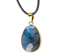 Collier de Véritable Pierre Labradorite Pendentif Poli