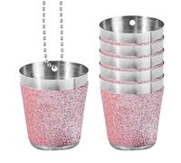 Collier De Verre À Vin, Verre À Shot Perlé,Collier De Vin En Acier Inoxydable - Petits Verres À Vin Rouge En Métal Incassable Et Incassable Pour Fête De Dégustation Du Mardi Gras