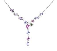 Collier délicat de luxe imitation saphir avec lavande violet et rose pour femme