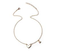 Collier délicat doré double cœur pour femme, pendentif cœur soufflé en émail blanc, bijou minimaliste en chaîne trombone