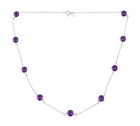 Collier Délicat En Argent Sterling .925 Avec Perles Rondes En Améthyste Violette Véritable Pour Femmes