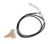 Collier Dent de Requin Fossile Cordon Cuir, Style Femme Unique | Pendentif Tressé à Main, Design Élégant, Multi-assortiment, Bijou Marin, Accessoire