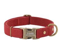 Collier D'étiquette D'identification De Chien Personnalisé avec Boucle en Métal, Collier De Bouledogue Réglable en Nylon Shiba Inu Pitbull Terrier Personnalisable,Rouge,M.