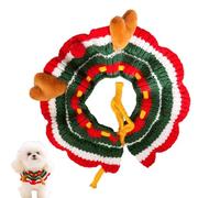 Collier d'hiver pour chien de Noël - Collier tricoté pour animaux de compagnie avec cornes d'élan | Collier tricoté pour chiens de Noël pour grands chats