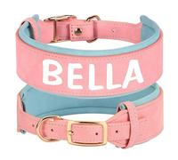 Collier D'identification en Cuir PU pour Animaux De Compagnie, Large Coussinet, Personnalisé, pour Chiens De Berger, Bouledogues, Labradors, Entraînement, Camping,Un,L