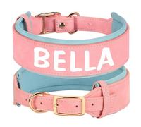 Collier d'identification personnalisé pour animal de compagnie en cuir PU avec rembourrage large - Collier de chien réglable anti-perte - Pour chiens de petite et moyenne taille, A, L