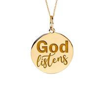 Collier « Dieu écoute » en argent sterling 925 plaqué or | LK_NLC_02019 | gold plated archer horoscope round pendant 24 mm with 18 inch cable chain astrology symbol jewelry gift