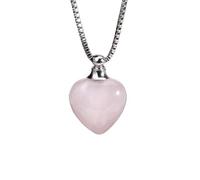 Collier Diffuseur D'Huiles Essentielles En Pierre Naturelle Pour Homme Et Femme, Pendentif En Forme De Cœur, Bouteille De Parfum, Avec Chaîne En Argent, Bijoux En Cristal De Guérison, Quartz Rose