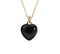 Collier Diffuseur D'Huiles Essentielles En Pierre Naturelle Pour Homme Et Femme, Pendentif En Forme De Cœur, Bouteille De Parfum, Avec Chaîne En Or, Bijoux En Cristal De Guérison, Cadeaux En Obsi