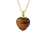 Collier Diffuseur D'Huiles Essentielles En Pierre Pour Hommes Et Femmes, Pendentif En Forme De Cœur En Pierre Précieuse Naturelle, Bouteille De Parfum, Avec Chaîne En Or, Bijoux En Cristal De Gu