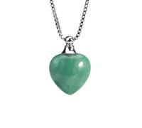 Collier Diffuseur D'Huiles Essentielles En Pierre Pour Hommes Et Femmes, Pendentif En Forme De Cœur En Pierre Précieuse Naturelle, Bouteille De Parfum, Avec Chaîne En Argent, Bijoux En Cristal De