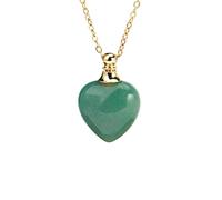 Collier Diffuseur D'Huiles Essentielles En Pierre Pour Hommes Et Femmes, Pendentif En Forme De Cœur En Pierre Précieuse Naturelle, Bouteille De Parfum, Avec Chaîne En Or, Bijoux En Cristal De Gu