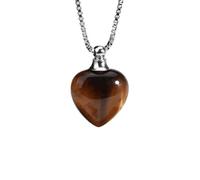 Collier Diffuseur D'Huiles Essentielles En Pierre Pour Hommes Et Femmes, Pendentif En Forme De Cœur En Pierre Précieuse Naturelle, Bouteille De Parfum, Avec Chaîne En Argent, Bijoux En Cristal De