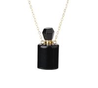 Collier Diffuseur D'Huiles Essentielles Et D'Aromathérapie Pour Homme Et Femme, Collier En Cristal De Guérison, Pendentif Carré En Pierre Précieuse Naturelle, Bouteille De Parfum, Chaîne, Bijou