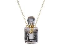 Collier Diffuseur D'Huiles Essentielles Et D'Aromathérapie Pour Homme Et Femme, Collier En Cristal De Guérison, Pendentif Carré En Pierre Précieuse Naturelle, Bouteille De Parfum, Chaîne, Bijou
