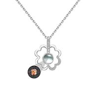 Collier d'image de trèfle personnalisé pour les femmes, collier de projection photo personnalisé avec des images à l'intérieur I love you collier 100 langues femme cadeau personnalisé mère