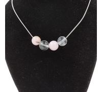 Collier d'opale rose + perles de quartz 8 mm