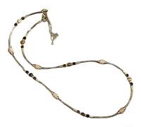 Collier doré à plusieurs couches avec design rétro français et perles en pierre naturelle pour œil de tigre galvanisé pour plus de durabilité et d'attrait minimaliste (B)