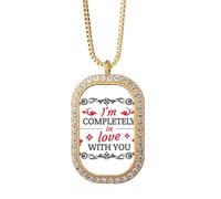 Collier doré avec pendentif en cristal et strass « I'm completely in love with you »