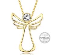Collier doré avec un cristal clair d'ange gardien.