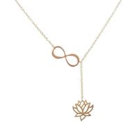 Collier - Doré - Pendentif Infini - Fleur de Lotus - 44 cm - Plaqué Or