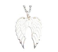 Collier double ailes d'ange en argent sterling 925, pendentif commémoratif spirituel, charme angélique, bijou simple et délicat, cadeau délicat | avec chaîne de 45 cm | plaqué argent | L_PN_0252