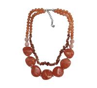 Collier double brin en acrylique avec motif pierre pour femme