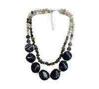 Collier double brin en acrylique avec motif pierre pour femme, One Size, Comme décrit, Comme décrit.