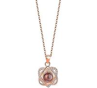 Collier double cœur « Dich ich Liebe » en 100 langues - Collier d'amour pour petite amie, cadeaux pour femme, fête des mères, Saint-Valentin, Noël, Mittelgroße, bronze, Mittelgroße, Bronze, Non