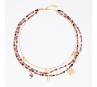 Collier double lune et soleil pierres multicolore UN