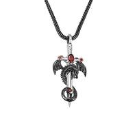 Collier Dragon Mens Personnalisé Médiéval Personnalisé Personnalisé Vintage Punk Pendentif Monster Courage Dragon Bijoux Pères Jour de la Père Boyfriend Gift-Silver et Noir