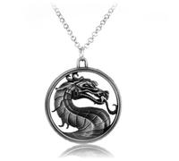 COLLIER DRAGON MORTAL KOMBAT EN ARGENT, FIGURINE DRAGON, STATUETTE DRAGON