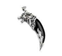 Collier dragon noir pour homme, pendentif viking, dent de loup avec collier, chaîne dragon - Bijou viking pour homme, bijou de qualité supérieure, bijou dernier modèle, dent, loup pour, 1, Résine, Pas