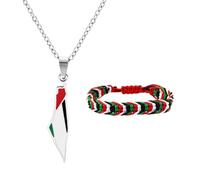 Collier drapeau palestinien + corde palestinienne tissée à la main, bracelet tressé multicouche ajustable, idéal comme bijou pour hommes et femmes