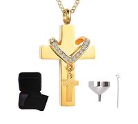 Collier d'urne - Pendant des cendres dissimulées, bijoux de croix commémorative | Partement caché avec scellage hermétique, salle de travail en durable pour le souvenir funéraire, les voyages,