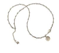 Collier, eau douce, élégant pour les occasions, pendentif en forme de cœur avec baroque, argent S925 et cuivre, fait à la main, chaîne en argent réglable 40,6 cm + 5,1 cm