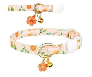 Collier échappée, collier pour petit chat,Collier chaton en coton avec pendentif fleur | Collier d'extérieur pour animaux de compagnie, collier pour chat à boucle de sécurité, colliers réglables pour
