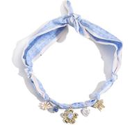 Collier écharpe style bohème avec breloque - Pendentif en tissu réglable, nœud, fleur, abeille - Accessoire de mode d'été pour femme, bleu, Medium