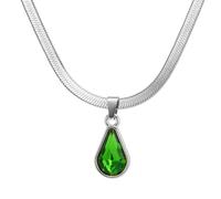 Collier élégant avec pendentif en forme de goutte d'eau avec cristal en acier inoxydable - Bijou fait à la main pour un usage quotidien, une soirée, green crystal, Comme décrit, Comme décrit.