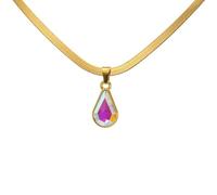Collier élégant avec pendentif en forme de goutte d'eau avec cristal en acier inoxydable - Bijou fait à la main pour un usage quotidien, une soirée, amethyst, Comme décrit, Comme décrit.