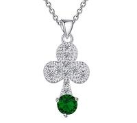 Collier Elegant en Argileux Platine Silver - Forme Creative, Couleur Blanc (Couleur Zircone de la Graine Verte)