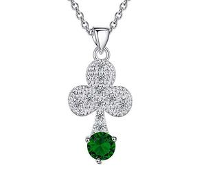 Collier Elegant en Argileux Platine Silver - Forme Creative, Couleur Blanc (Couleur Zircone de la Graine Verte)