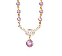 Collier élégant multicolore avec fausses perles - Chaîne réglable pour femme - Accessoire de fête de mariage, As show, perles d'imitation