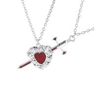 Collier élégant pour couple avec épées et cœur symbolisant l'amour et la force pour les anniversaires ou la Saint-Valentin, taille unique, Comme décrit, Comme décrit.