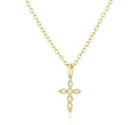 Collier Elenza 925 plaqué or avec pendentif croix et diamants - Classique et élégant